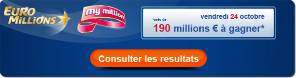 résultat du tirage Euromillions My Million de ce vendredi 24 octobre 2014