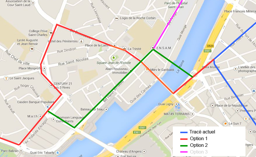 les itinéraires de la ligne B du tramway proposés en début d'année